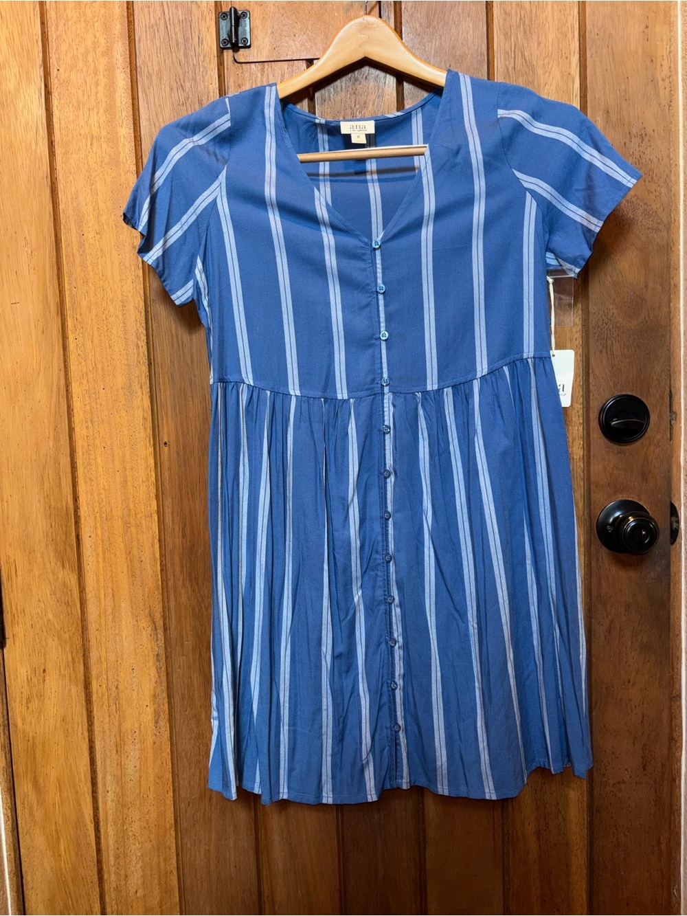 Blue Striped Button-Front Dress